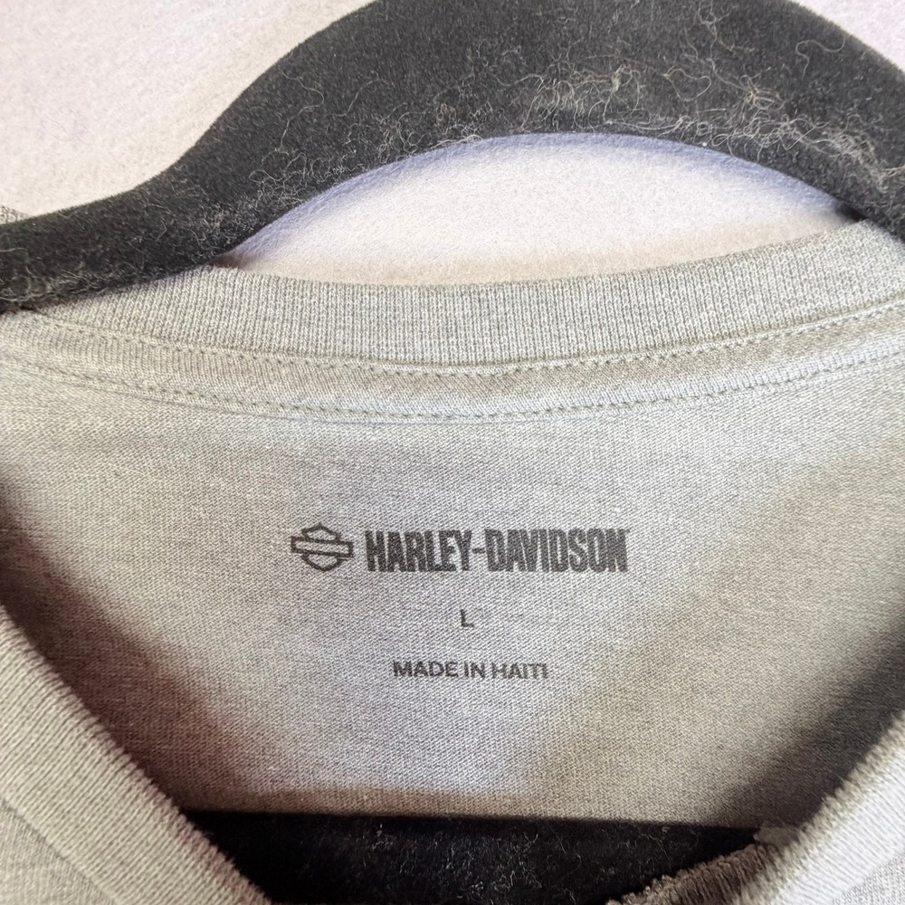 Harley Davidson Long Sleeve Shirt Mens Large Gray #1 Logo Stars Stripes - Picture 3 of 7
